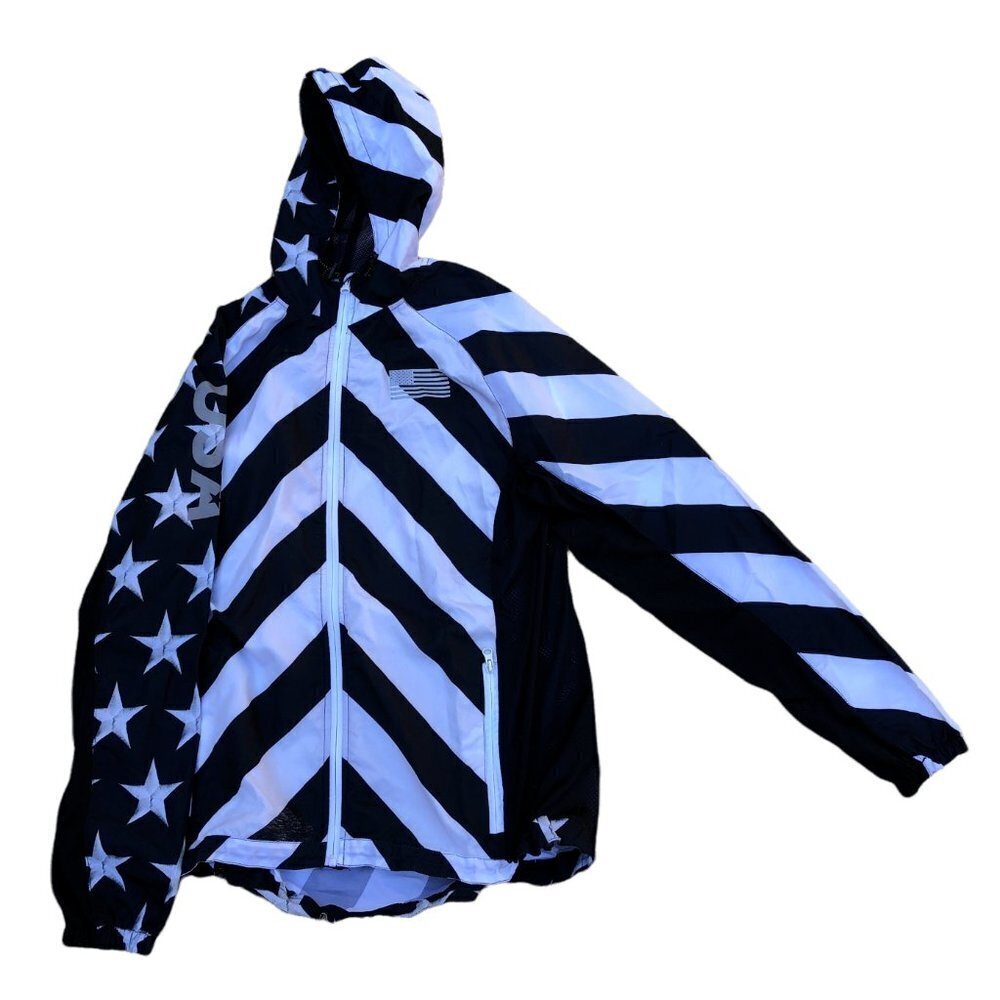 BROOKLYN ATHLETICS BKLYN USA Windbreaker Jacket Men's LARGE Hoodie Full Zip‌‌